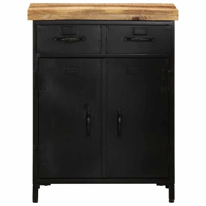 Buffet en bois massif de manguier - vidaxl - 55x30x71 cm - Brun - 2 tiroirs - 2 portes - Poignées en forme de C