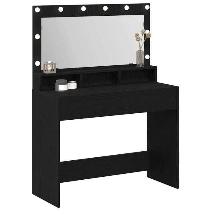 Coiffeuse avec miroir et LED - vidaXL - Chêne noir - 100x41x135 cm - Bois dingénierie - Éclairage LED - Miroir intégré