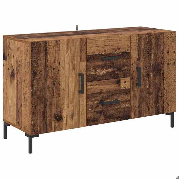 Buffet bas en bois dingénierie - vidaxl - 100x36x60 cm - Bois ancien - Avec tiroir - 2 portes