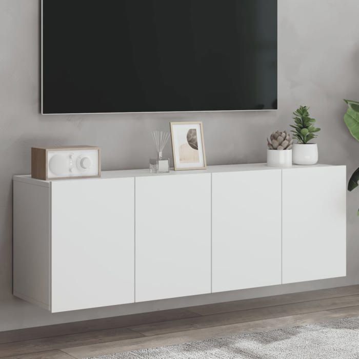 SALE 2026 Armoire TV moderne Blanc - Meubles TV muraux 2 pcs blanc 60x30x41cm PRO964238011