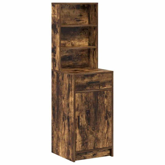 Buffet haut moderne - vidaXL - Chêne fumé - 40 x 405 x 135 cm - Bois dingénierie - 1 porte à charnières - 1 tiroir
