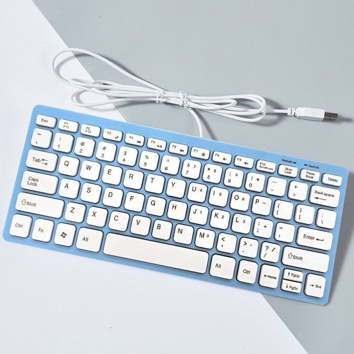 Clavier USB pour ordinateur de bureau/portable avec mini-clavier carré silencieux filaire (bleu)
