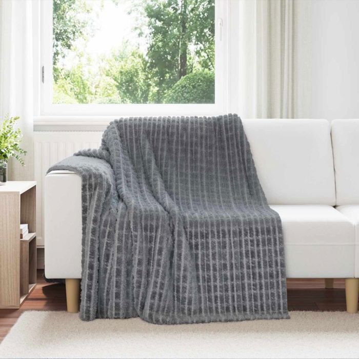 Plaid - VIDAXL - Vidaxl Jeté - Gris foncé - 200 x 150 cm - Polaire légère