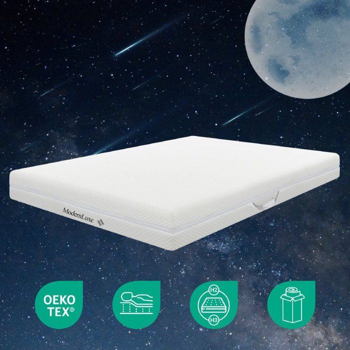 Matelas en mousse à froid - LANGTU - H3 - 140 x 200 cm - 20 cm - 7 zones réversible H2/H3
