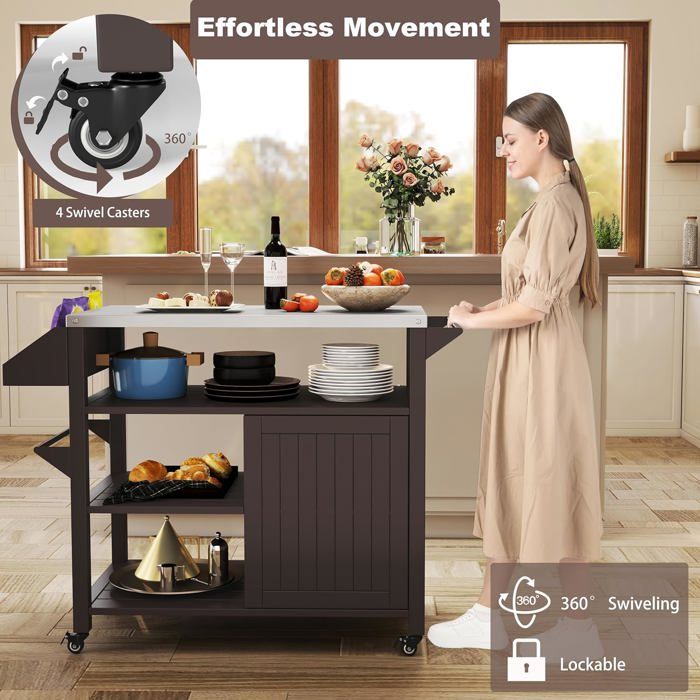 GIANTEX Desserte de Jardin à roulettes Desserte Barbecue avec Plan de Travail en Acier INOX. 116x50x87CM GIANTEX Desserte de Jardin à roulettes Desserte Barbecue avec Plan de Travail en Acier INOX. 116x50x87CM