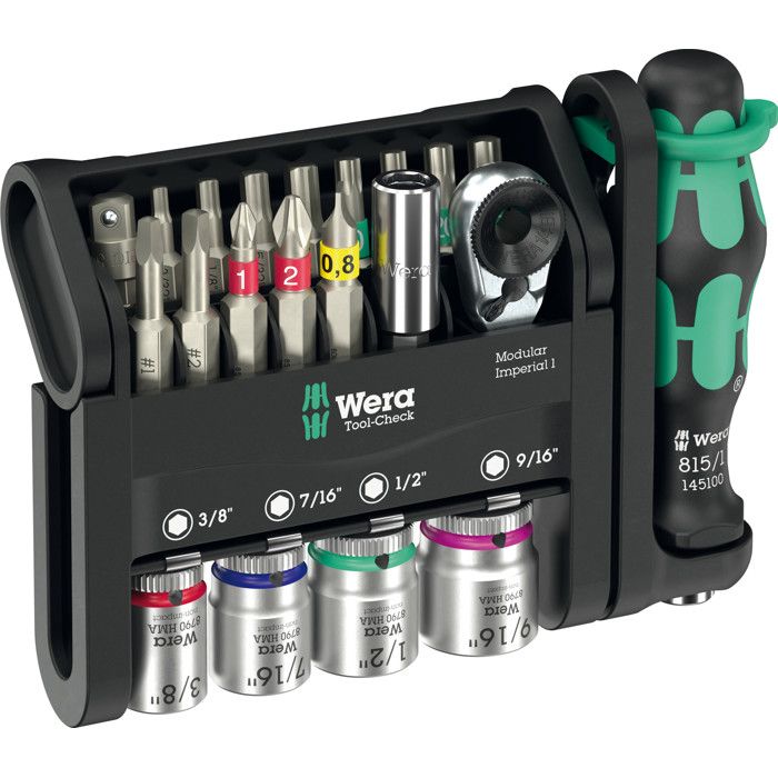 Ensemble de bits et douilles - WERA - Tool-Check Modular 1 - 21 pièces - Poignée Kraftform 815/1 - Cliquet Zyklop Mini 4