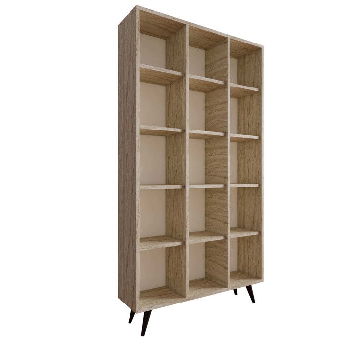 Bibliothèque en bois Zipa 100 x 25 x 184 cm - Travertin Bibliothèque en bois Zipa 100 x 25 x 184 cm - Travertin