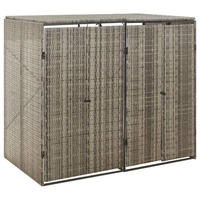 Gris Abri pour poubelle double Gris 140x80x117 cm Résine tressée - Cache-conteneurs à déchets H16758