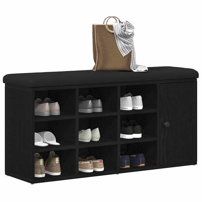 Tabouret de rangement ZENCORE - Banc de rangement - Montage simple - banc de lit - Chêne noir 102x32x50cm - Bois dingénierie LH7504