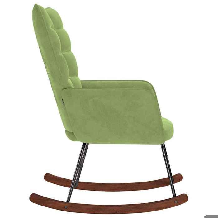 Fauteuil Allaitement - Vert - Chaise à bascule - Rocking Chair - Vert clair Velours 61x78x98 cm F1566