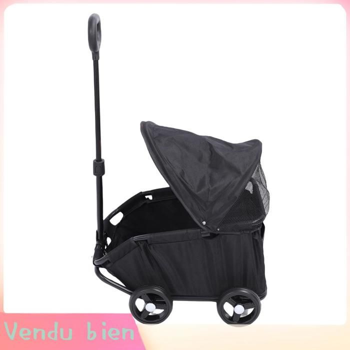 Garosa Poussette pour chien Poussette pliable pour animaux de compagnie avec auvent 4 roues chariot de sport outillage Rose Noir