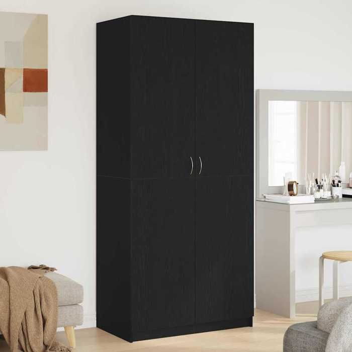 Armoire DE chambre - Solide - Armoire penderie - grande espace - Chêne noir 90x52x200 cm Bois dingénierie LH23395084236