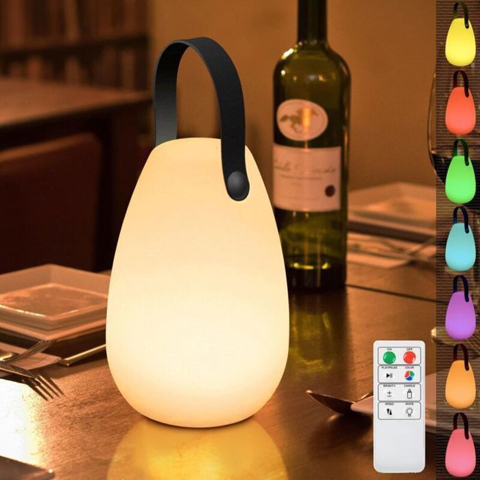 Lampe de Table Extérieure Gradable Lampe de Table Sans Fil 8 Couleurs avec Télécommande Portable Lampe de Table pour Exterie SANPIE