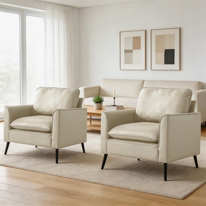 Fauteuil relax similicuir résistant griffes nordique rétro minimaliste pour salon balcon chambre