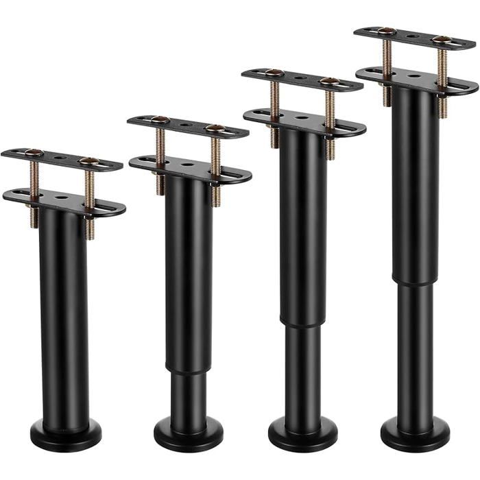 4 Pcs Pied de Lit Sommier a Lattes Pieds de Lit Réglable 18-32 cm Pied de Sommier à Lattes Metallique Support Pieds de
