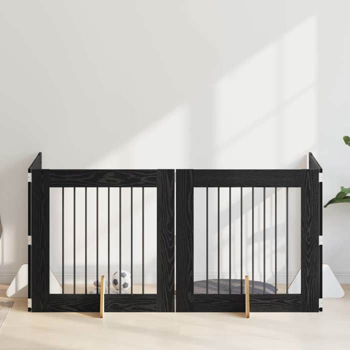 vidaXL Portillon pour chien avec supports 4 pcs Chêne 80 x 80 cm - vue 2