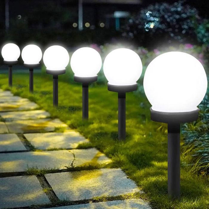 Lampe LED ronde lampe solaire de jardin lampe de sol extérieure lampe solaire de jardin lampe extérieure étanche (6 pièces) Vire