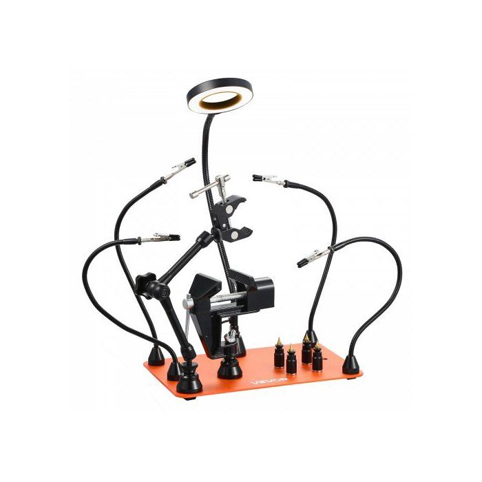 Troisième Main Soudure à 4 Bras Station Aide de Soudage Magnétique avec Étau Lampe Loupe LED 3X Support de Circuit Imprimé Troisième Main Soudure à 4 Bras Station Aide de Soudage Magnétique avec Étau Lampe Loupe LED 3X Support de Circuit Imprimé