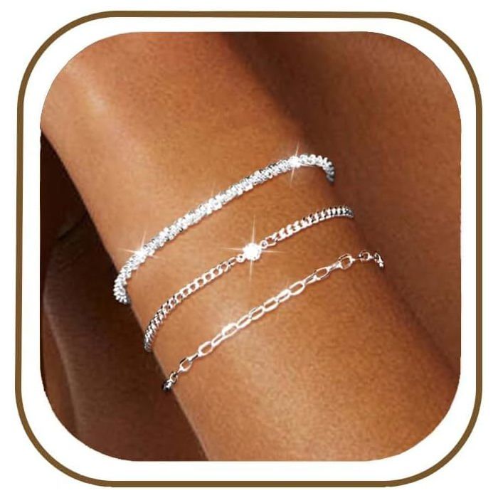 Lot De 3 Bracelets Empilables En Argent 925 Pour Femme-Bracelet Réglable En Argent Sterling Multicouche-Cadeau DAnniversair[PP245]