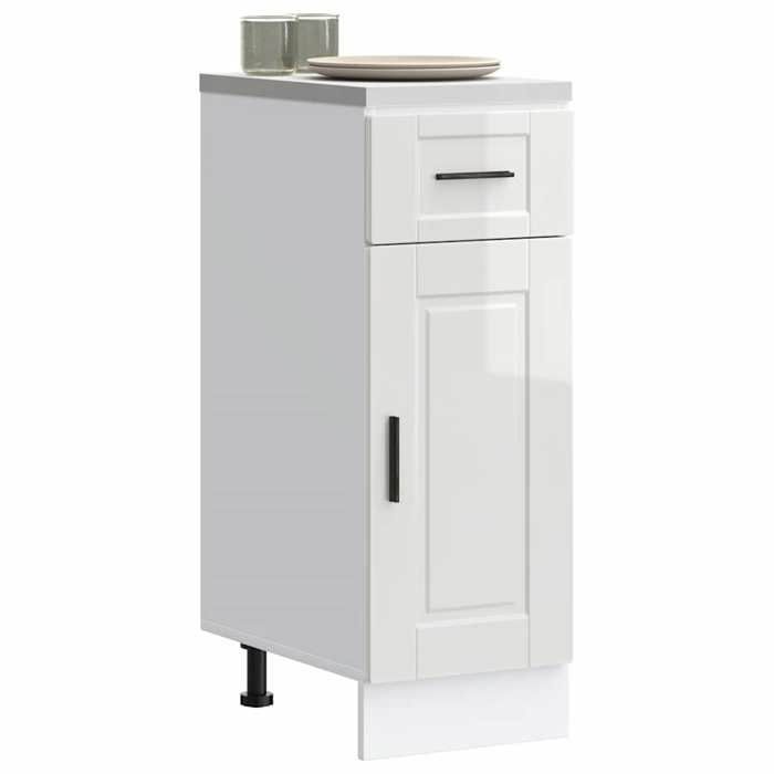 Armoire de Cuisine Porto Cabinet de cuisine 1 PC Buffetvaisselier bois dingénierie - blanc brillant - 30 x 46 x 815 cm@zzc15m