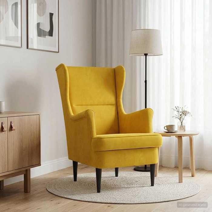 Fauteuil Jaune 65 x 79 x 100 cm en velours avec entretien facile pour Salon 633371