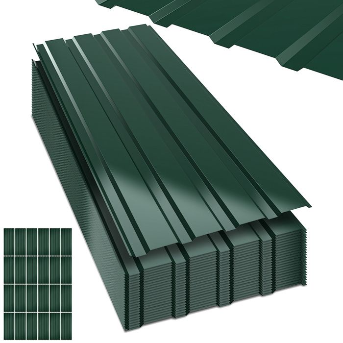 12 pièces Feuille de toiture Feuilles de toiture Feuille trapézoïdale tôle profilée Tôle pliée Métal Draps Feuille ondulée 6 m²