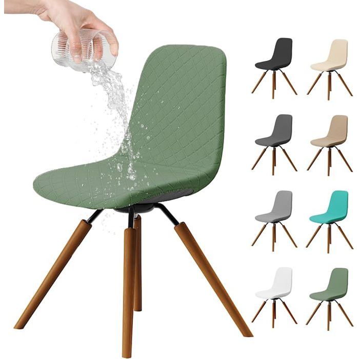 Housses de Chaise Salle à Manger Imperméable Extensible 4 Pièces Vert Couvre Chaise Cuisine Lavable Décor Maison HOUSSE DE CHAISE