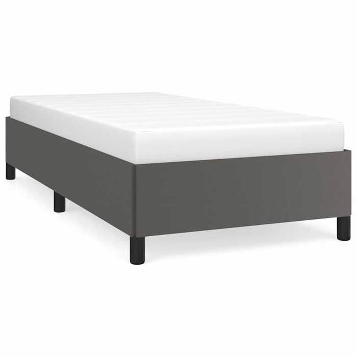 Cadre de Lit simple sans matelas Gris 90x190 cm en similicuir avec sommier à lattes inclus et entretien facile pour Chambre EU317381