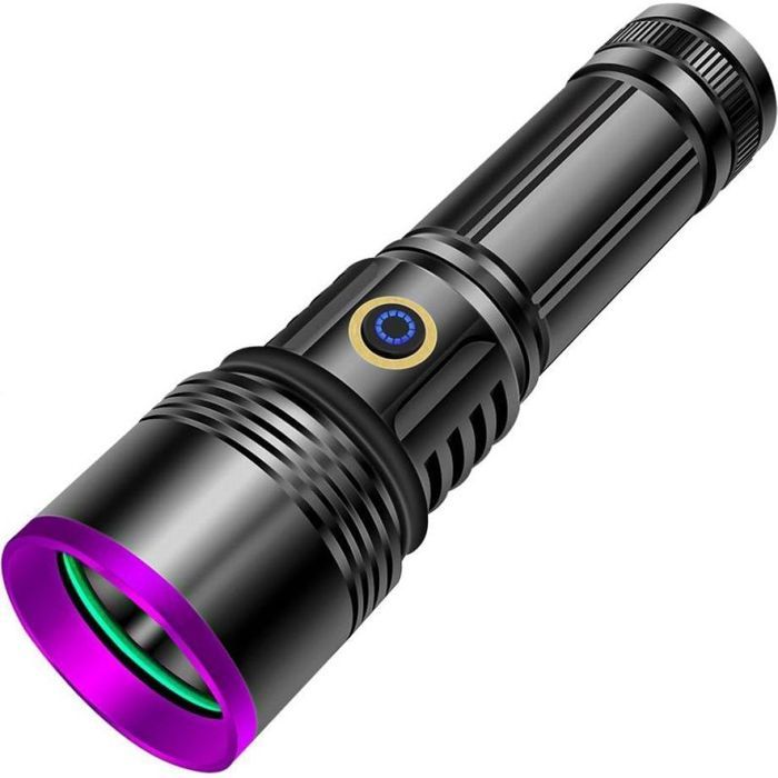 Lampe torche UV LED 30W 365nm - Rechargeable USB Filtre noir intégré - Détection durine minéraux résine