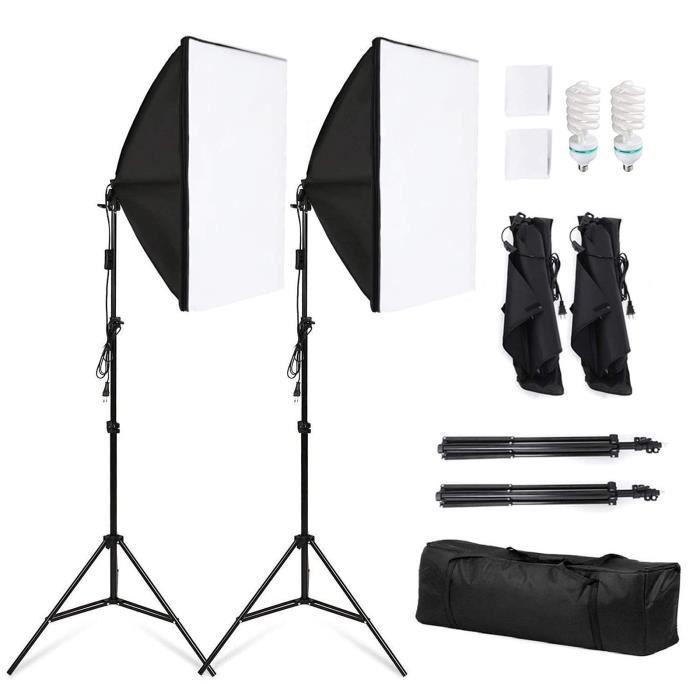 AMZDEAL Softbox 2 Kit Éclairage 2 Softbox 50x70cm 2 x 135W Ampoules