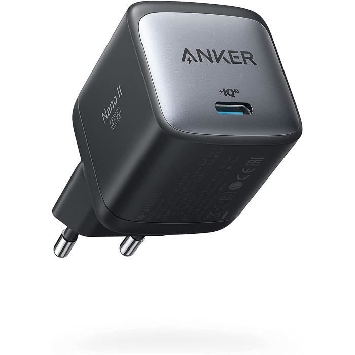 Anker 323 Dual USB USB-C Chargeur Rapide Noir