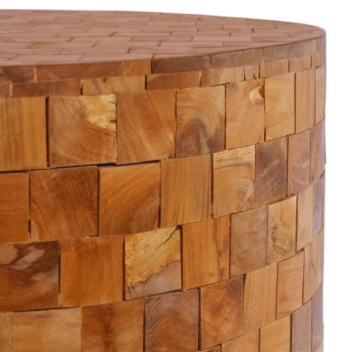 Table basse - ASHATA - 60x60 cm - Bois de teck massif - Fait main - Style contemporain