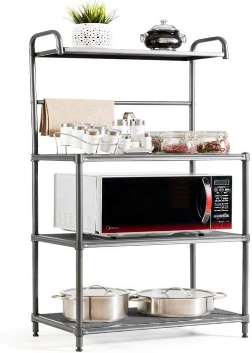 VIDAXL Etagere 4 niveaux de four a micro-ondes 90x35x150cm Fer chrome pas  cher 