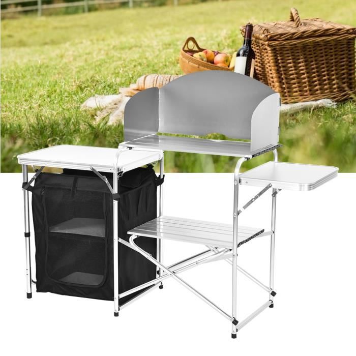 Table De Camping Pliante Portative 70x50x60cm - Aluminium Antirouille, Facile à Nettoyer Pour Pique-Nique