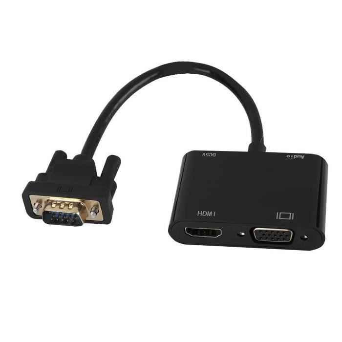 Câble Adaptateur HDMI 4 En 1 Vers HDMI/DVI/VGA Avec Sortie Audio - Convertisseur Vidéo Pour PC, Ordinateur Portable, TV - Alimentation USB