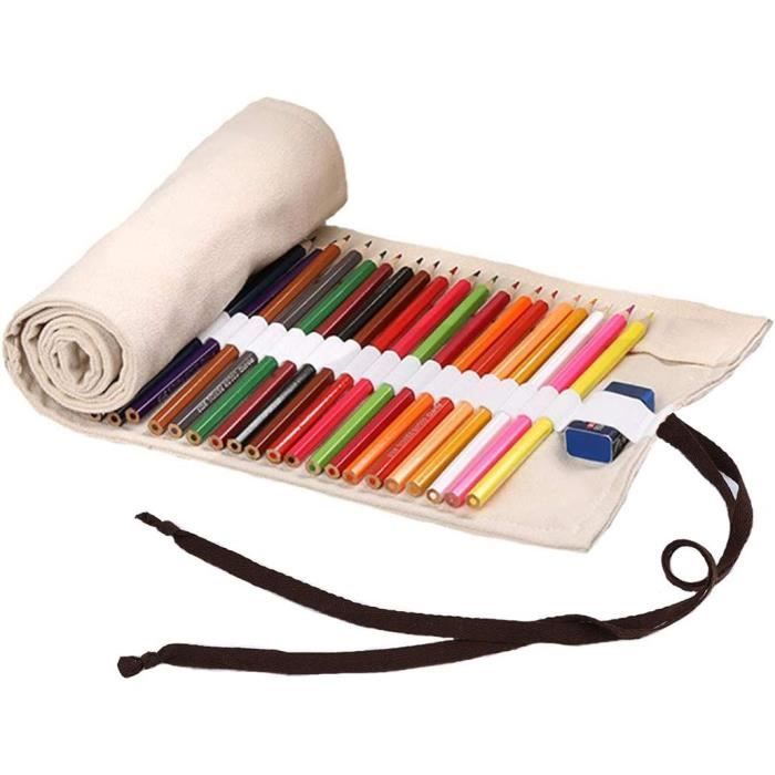 Trousse à Crayons Enroulable En Toile - Jusqu'à 72 Emplacements, Parfaite Pour Artistes Et écoliers