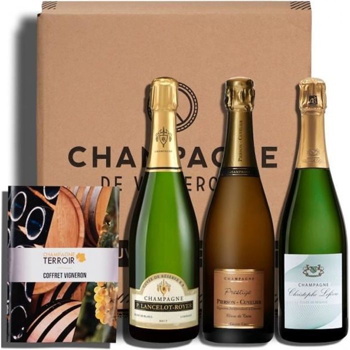 Champagne - Coffret dégustation 3 bouteilles – 3x75cl - La cave Cdiscount