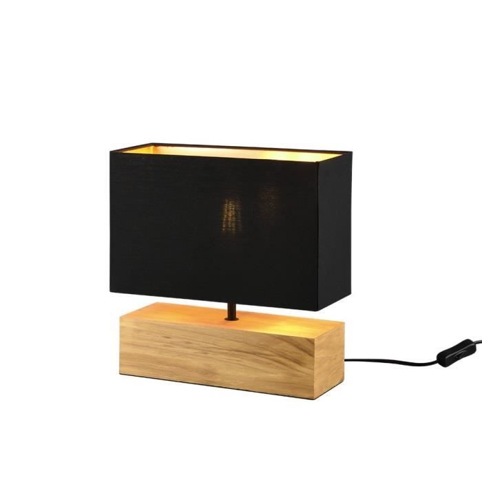 Lampe de table - Woody - abat-jour bois naturel doré - culot E27 - hauteur 30 cm Lampe de table - Woody - abat-jour bois naturel doré - culot E27 - hauteur 30 cm
