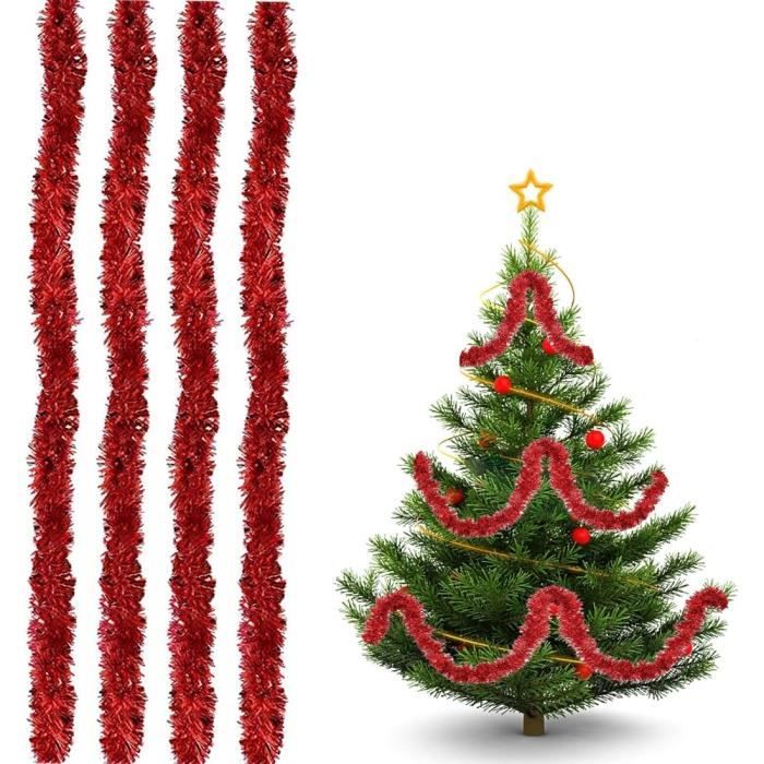 4 Pièces Guirlande Noel Sapin, Guirlandes Tinsel Noël, 2 Meter