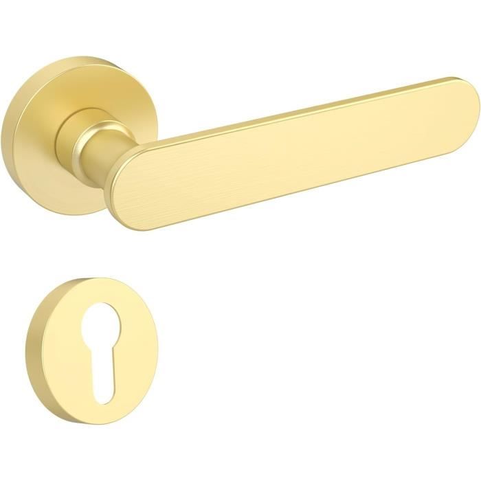 Poignée de Porte Intérieure Moderne avec Serrure – Aluminium Doré Élégant