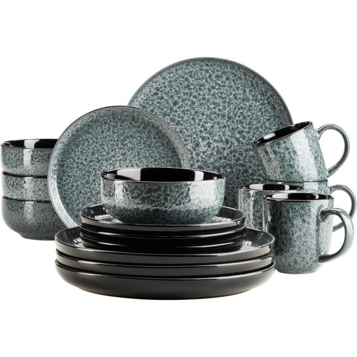 MÄSER 934110 Série Filippa Service de table en céramique pour 4 personnesensemble de vaisselle combinée moderne de 16 pièces