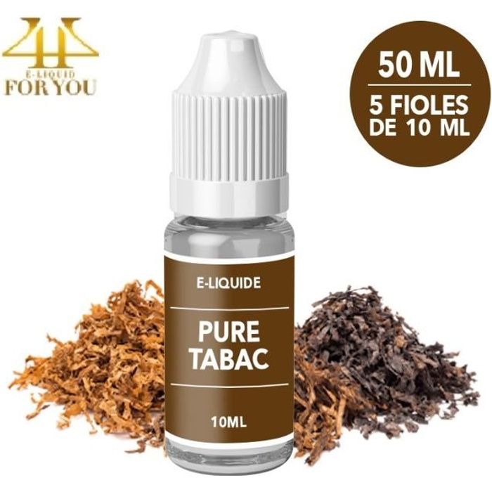 Eliquide pas cher 50 ML saveur PUR TABAC avec 12MG de nicotine Marque DEA 4U (5 fioles de