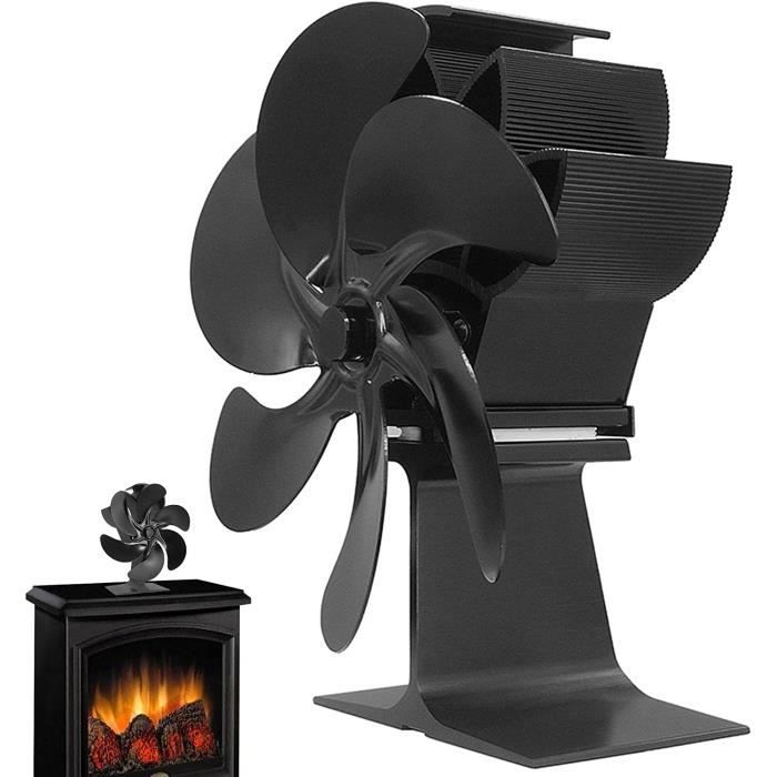 Acheter PDTO 6 pales ventilateur chaleur poêle à bois auto-alimenté brûleur  supérieur cheminée silencieux Eco chauffage