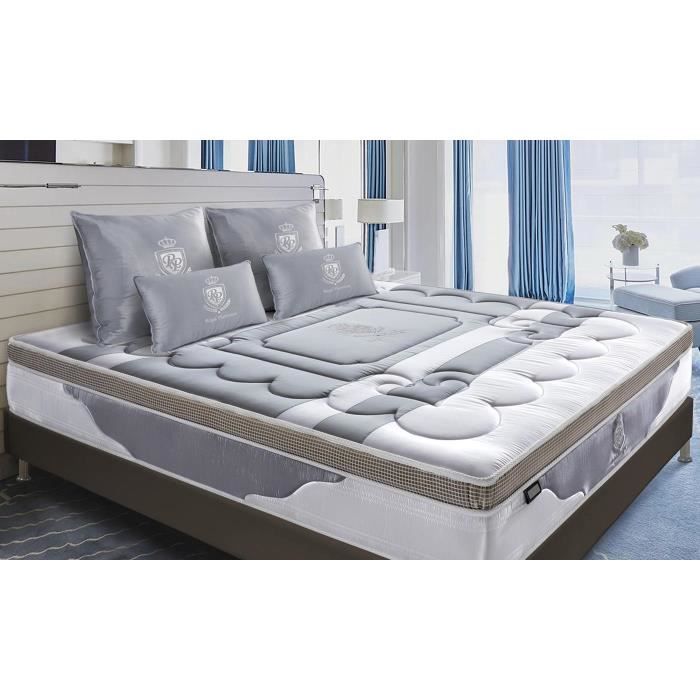 Matelas Silver Metal 90x190 Exclusif  Ep 32cm  7 zones  Mémoire de forme (60kg/m3) Latex respirant  Ressorts ensachés (H:19cm)