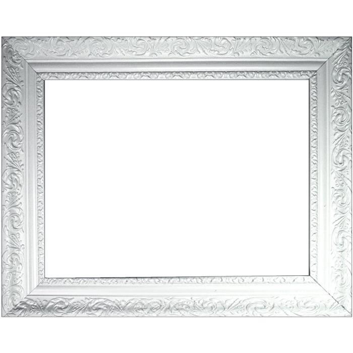 Cadre Baroque Or Blanc 60x80 Cm - Cadre Photo Vide Décoré Style Classique Élégant