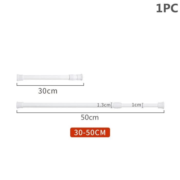 Tringle à Rideau De Douche Télescopique Noire Réglable 76-224 Cm - Diamètre 25 Mm