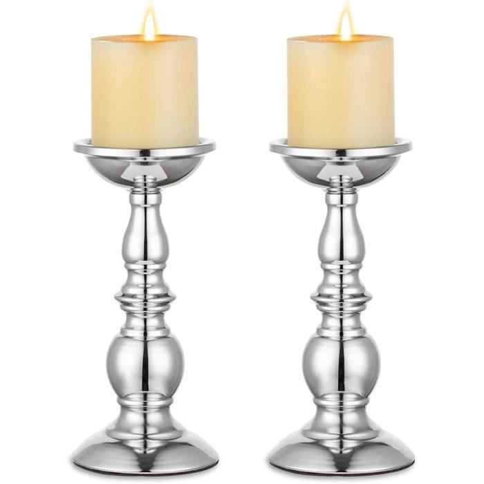 Bougeoir En Metal Argent