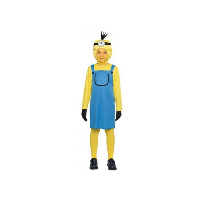 Minions Robe Déguisement Minion Fille 7-9 ans - Robe, Cagoule et Gants - Jaune ...