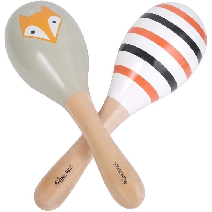 Batteries Et Percussions Pour Enfants Kindsgut Maracas Hochet En Bois Pour Bebe Jeu D Eveil Et Percussion Motifs Rayu Cdiscount Instruments De Musique