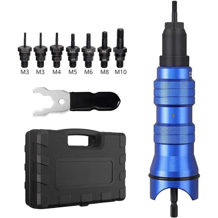 6 Pièces Kit Pince à Rivet Sans Fil - Adaptateur Pour Perceuse, Rivetage Facile